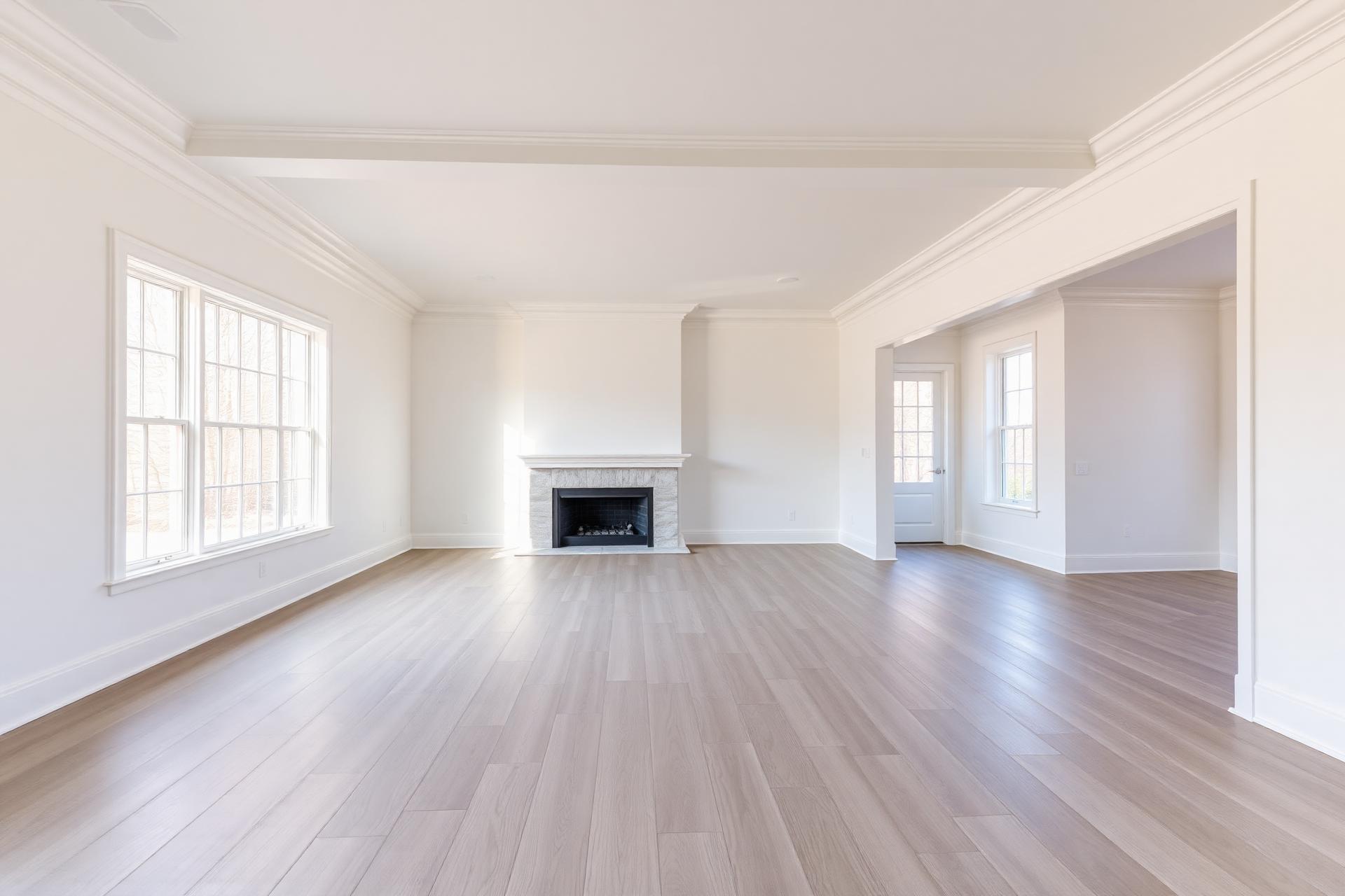 Freshly remodeled interior living room with clean paint and trim